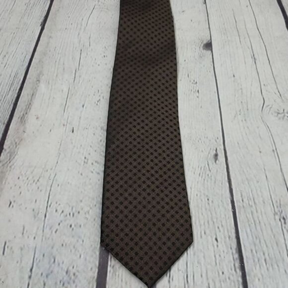 Michael Kors Brown Silk Geometric Silk Tie - Picture 1 of 7